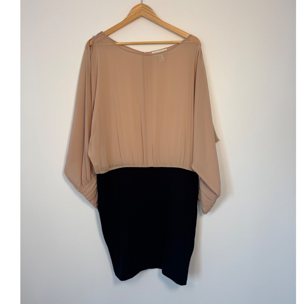 Elegant Forever 21+ Colorblock Split Sleeve Mini Dress Women 1X Tan Black